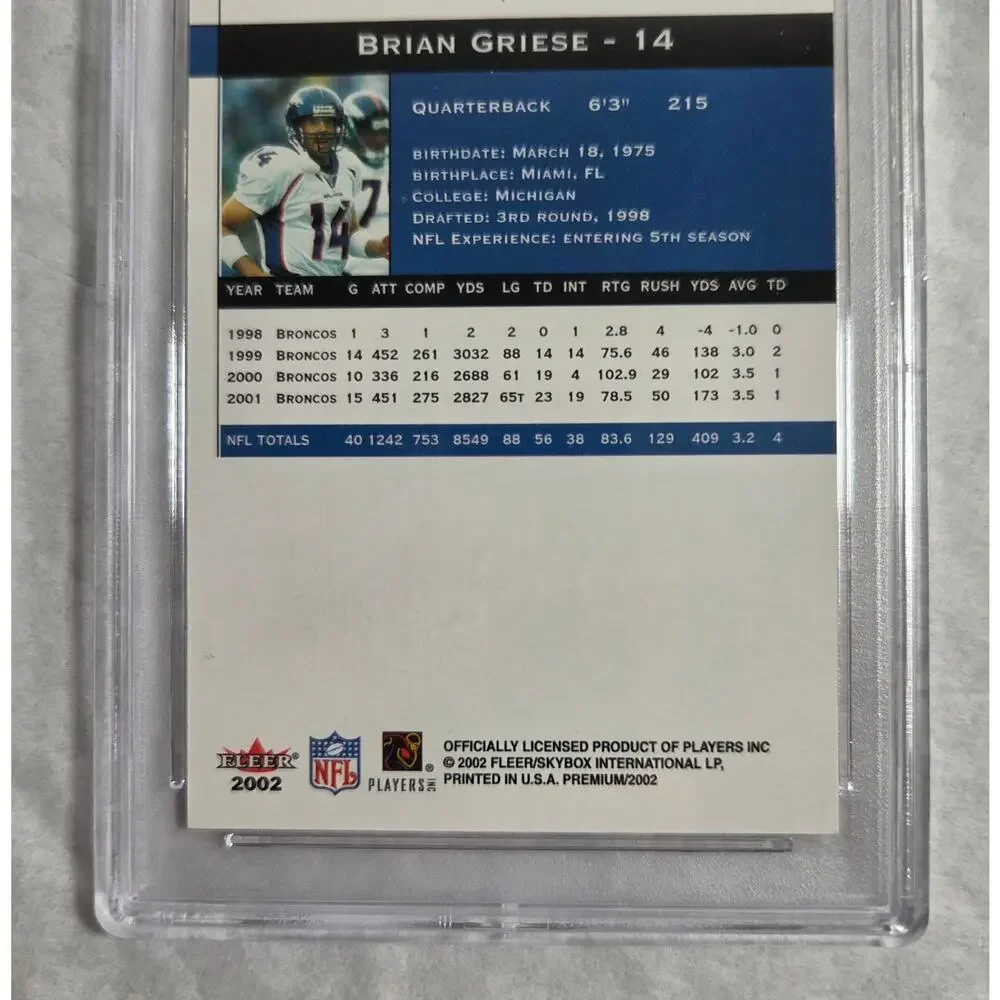 Fleer Premium Brian Griese Star Ruby JGC Graded 021 Of 100 SR42 NFL 2002
